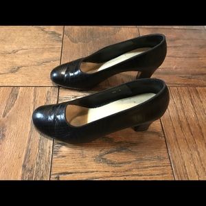 Black Alligator Leather Heels